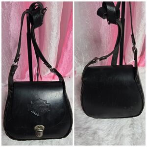 Harley Davidson Black Leather Logo Crossbody Purse